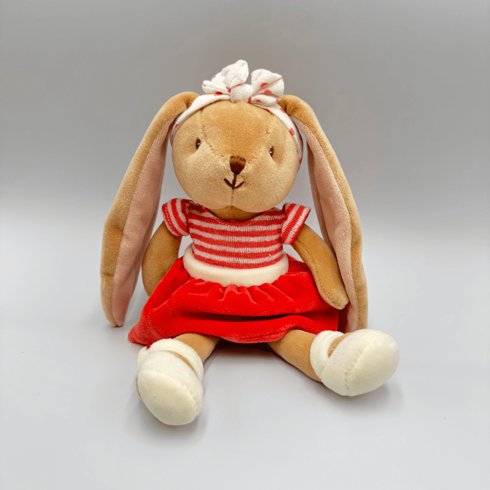 Królik dla niemowląt BUKOWSKI Little Bunny Sisters czerwony - 20 cm - Bukowski zdjęcie 1