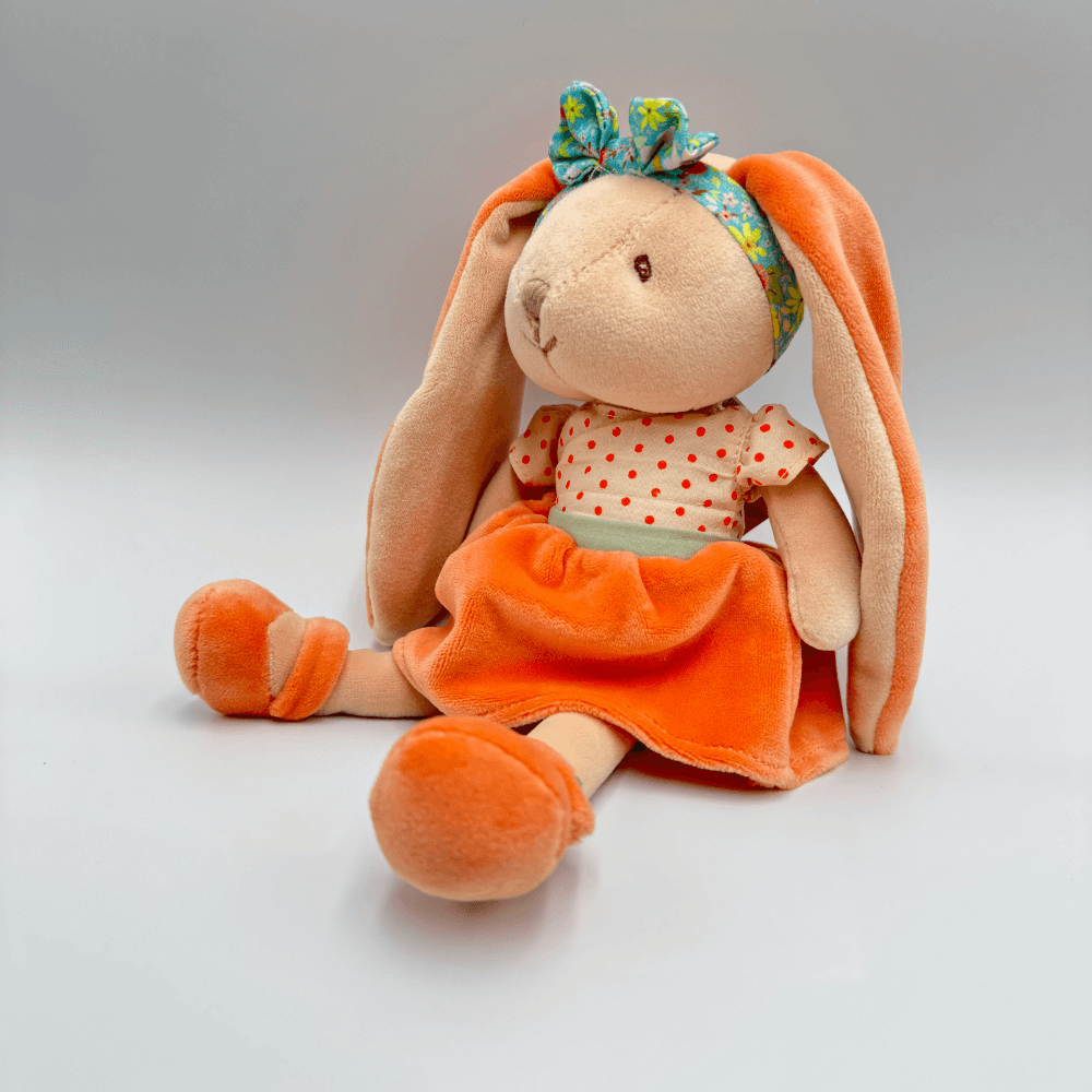 Królik dla niemowląt BUKOWSKI Little Bunny Sisters pomarańczowy - 20 cm - Bukowski zdjęcie 3