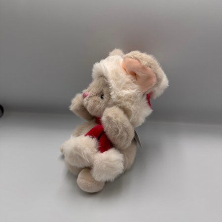 Myszka Bukowski Baby Mousy X-mas 15 cm w świątecznej czapeczce i czerwonym szaliku.